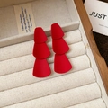 Elegant red three-tier petal earrings in a jewelry box, minimalist matte finish design - 117# 3-Layer Tiered Style (HE29310) / Red