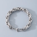 Poliertes Edelstahl-Armband in Silber mit gedrehtem Kettenglied und Karabinerverschluss - 11mm / 19cm / Stahlfarbe