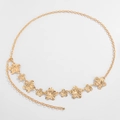Golden starfish and floral charm body chain waist belt for beach vacation outfits - Flower / Gold