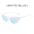 Retro cat-eye sunglasses with a white frame and light blue tinted lenses for fashion - White Frame Blue Lens