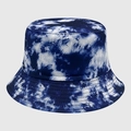 Cappello a secchiello in cotone tie-dye blu e bianco con cuciture rinforzate di qualità - M (56-58cm) / Tie-Dye Artistico Blu Bianco (26)