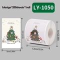 Rouleau de 200 autocollants de Noël avec motifs de bonshommes de neige dessinés - LY-1050 (Illustration Bonhomme de Neige Sapin)