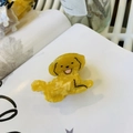 Cute yellow dachshund dog hair claw clip made of glossy acetate on a book page - Puppy Golden Retriever Claw Clip (Approx. 5cm)