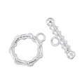 Macro view of silver-toned spiral texture toggle clasp and T-bar for DIY jewelry making - Twist Round Toggle Clasp / White Gold