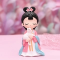 Ancient style resin figurine of a girl in pink Hanfu holding a white cat - Medium with Cat (1003-5C)