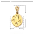 Detailed dimension guide for golden stainless steel tree of life pendant showing 22mm x 11mm size - YF224x3 / Gold