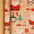 Christmas kraft wrapping paper roll with Santa Claus, penguins and snowflakes pattern - Christmas Series - Cartoon Christmas