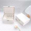 White PU leather double-layer jewelry box with metal lock and multi-grid storage layout - Double Layer 23*17*9 / White