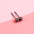 Polished black round bead stud earrings made of S925 sterling silver for women - 925 Silver / 4MM Round Ball (Gun Black)