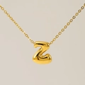 Collar con colgante letra Z de burbuja chapado en oro 18K con cadena de acero pulido - Letra Z / Dorado