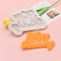 Silicone Happy Birthday cake mold set with decorative flowers on pink background - Happy Birthday Artistic Font Style - Large