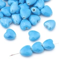 Sky blue heart-shaped ceramic beads for DIY jewelry making and handmade accessories - Lake Blue