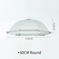 Foldable grey mesh food cover umbrella, 60cm round pop-up tent for table protection - Grey-60cm Round