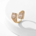 Macro shot of gold-plated copper open ring with micro-pave cubic zirconia crystals - Style 6 / Gold
