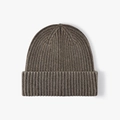 Klassische dunkelgraue Rippstrickmütze mit dickem Umschlag für winterliche Wärme - Kaffee (24B091)