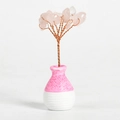 Mini crystal tree ornament with pink quartz stones and ceramic vase base - Rose Quartz