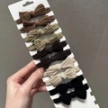 10er-Set gestrickte Haargummis mit Schleife in Erdtönen auf Displaykarte - Verdickte Bogen Haargummis (10 Stück/Packung, Kaffee Mischung)