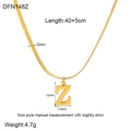 Macro shot of gold 18K plated Z-letter pendant with 40+5cm flat snake bone chain dimensions - Style Z (DFN148Z)