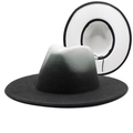 Gradient wool felt jazz fedora with wide brim and black to white spray paint finish - M (56-58cm) / Black