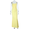 Light yellow backless bodycon maxi dress with ruching detail and fishtail hem - XS / Yellow