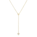 Elegante collana a Y in argento S925 dorato con due ciondoli a cuore in zircone lucido - Oro