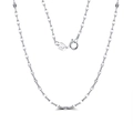 Authentic S925 sterling silver Figaro chain necklace with Italian hallmark finish - Tile Chain / 51cm-60cm (Inclusive)