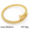 Golden stainless steel cable twisted wire open bangle with 58x6mm inner diameter - Type A Gold (KB182698-XY)