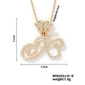 Golden butterfly and iced-out letter K pendant necklace with sparkling cubic zirconia - Butterfly Letter K Pendant Style (N00203J-H--K)