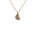 Collana con pendente a cuore dorato con gemme arcobaleno e catena a sfere sottile - Cuore Arcobaleno / Catena a Sfere