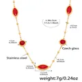 Specifiche dettagliate sulle dimensioni della collana retrò in acciaio inox con vetro rosso - Pietra di Vetro Rossa Dorata (TXP285)