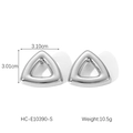 Vue détaillée de boucles d'oreilles triangles en argent poli, 3,10 cm x 3,01 cm - Argent (HC-E10390-S)