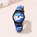 Orologio al quarzo per bambini con cinturino in silicone mimetico blu e quadrante - Blu