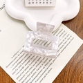 Rectangle acetate hair claw clip in pearl white marble texture with hollow design - Shell White
