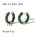 Orecchini in smalto verde e acciaio placcato oro 18K, diametro 2 cm, peso 8,9 g - Verde (NB-E1203-GN)