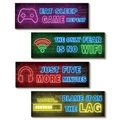 Set of 4 neon game controller wooden plaques with Eat Sleep Game Repeat slogans - Style D (Without Light) (Set of 4) / Black