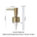 Lot de 10 têtes de pompe dorées mates et pailles pour flacons de savon en acrylique - Tête Pompe Or Mat + Paille 10 Jeux