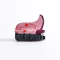Pink and black pencil hair claw clip featuring red stars cartoon school style accessory - Pink Black Star Boot Style