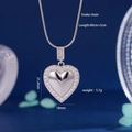 Silver heart shield pendant necklace with zircons and snake chain in stainless steel - Silver
