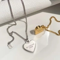 Minimalist gold and silver 3D heart necklaces with Cuban chain and B initial pendant - Heart Style (8923) / Silver
