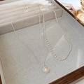 S925 sterling silver necklace with freshwater pearls on a velvet jewelry tray - Silver