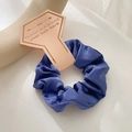 Deep purple satin scrunchie with silky finish on a decorative hair accessory card - With Diamond Card / Sapphire Blue