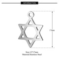 Minimalist stainless steel hollow hexagram star pendant charms sized 12x17mm - Hexagram Pendant