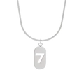 Minimalist silver snake chain necklace featuring a lucky number 7 oval cutout pendant - Steel Color