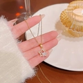 Elegante collana in acciaio al titanio dorato con ciondolo a stella in cristallo da donna - Stile pentagramma con zirconia (X012) / Oro