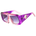Elegantes gafas de sol cuadradas de gran tamaño en resina con degradado de morado a rosa - Montura Degradado Púrpura Lentes Grises