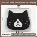 Cute black cat facial silicone coaster with 15x13cm dimensions for heat insulation - Small Black Cat / 15x13cm