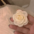 Handmade cream white fabric rose hair clip with soft petals for elegant hair styling - Camellia Small Size