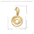 Technical drawing of golden stainless steel triple ring pendant with size dimensions - Concentric Rings-YF040