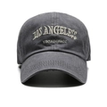 Vintage washed charcoal grey baseball cap with Los Angeles 3D embroidery detail - Adjustable / Washed Grey