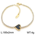 Bracciale a cuore in acciaio dorato con ciondolo nero e zirconi bianchi luminosi - Bracciale Cuore (KB185541-HR) / Oro-Nero